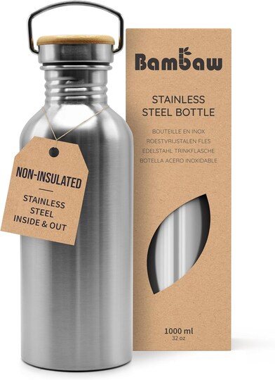 Stainless Steel Water Bottles 32 oz - Silver